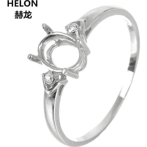 Solid 10k White Gold Engagement Wedding Ring 5x7mm Oval Cut Semi Mount Natural Diamonds Ring Yellow Rose Gold Optional