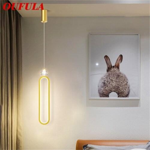 OUFULA Nordic Pendant Light Gold Simple Modern LED Lamps Crystal Fixtures Decorative for Home Bedroom