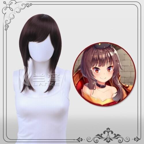 KonoSuba Gods Blessing on this ful World Megumin Cosplay Wig Halloween Role Play Costume Party Wigs + Wig Cap