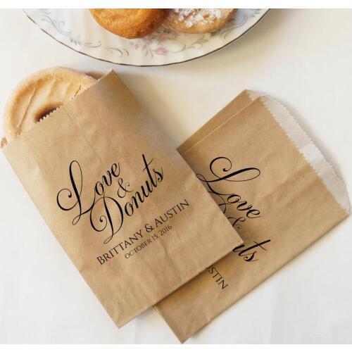 Personalized Wedding Favor Pretzels Bridal baby Shower Kraft Paper Bakery Cookie desserts gift Favors Bags holder pouches packs