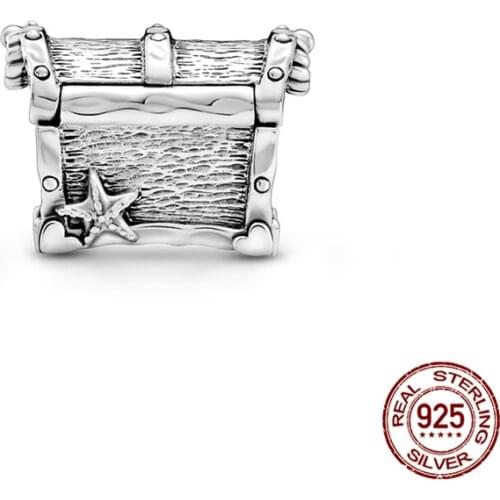 100% Real 925 Sterling Silver Gold and silver Treasure Chest Fit Original 3mm Bracelet&Bangle Making Fashion DIY Jewelry For Wom