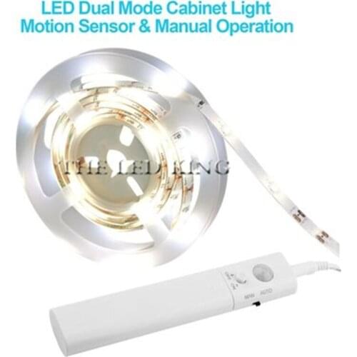 PIR Motion Sensor Battery 5V LED Strip Light 2835 Waterproof Bed Cabinet Closet Light 1m 2m 3m 5m 12V 2A Power Adapter LED Strip