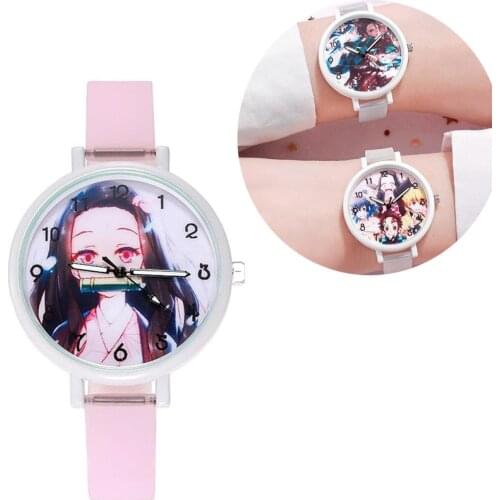 Cartoon Demon Slayer Watch Kamado Tanjirou Cosplay Luminous Watch Fashion Adult Child Clock Accessories Christmas Party Gift