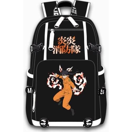 Unisex Anime Cartoon Cos Fire Force Shinra Kusakabe Arthur Boyle Hinawa Travel Rucksack Casual Schoolbag Student Backpacks