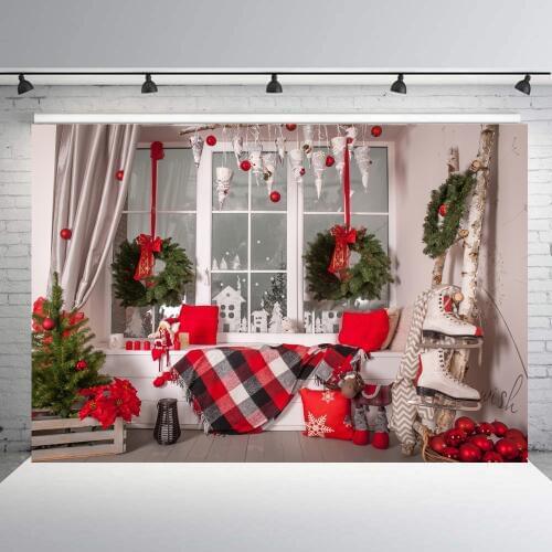 Vinyl Indoor Christmas backdrop Xmas photography background family portrait picture photo booth studio party event decoration