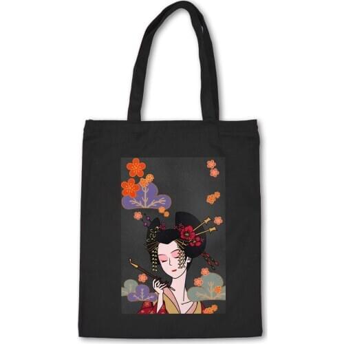 Japan Style Harajuku Printed Canvas Bag Large Shopping Handbag Ladies Foldable Shoulder Bag Reusable Classic Tote Shopper Bag