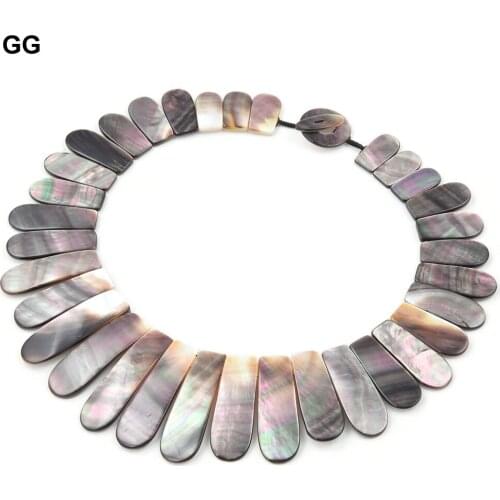 GuaiGuai Jewelry Natural Top-drilled Black Sea Shell Mother Of Pearl Necklace 18inch Classic Jewelry For Women