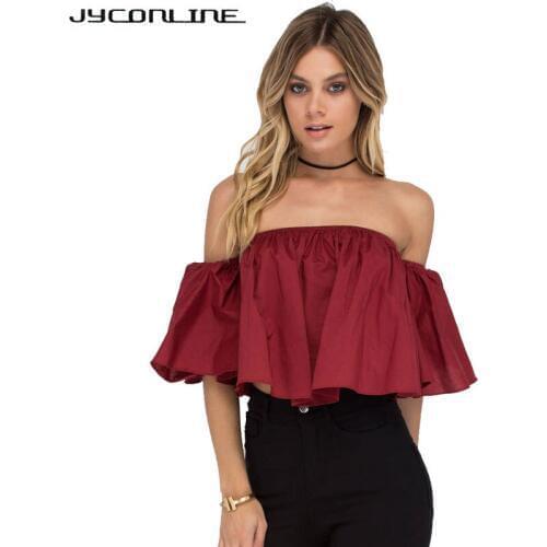 Stylish Off Shoulder Shirts Blouse Slash Neck Women Tops Summer Blusas Vintage Short Blouse Shirts Woman Camisas Femininas 2017