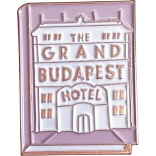 Grand Budapest Hotel Badge Pink architecture enamel pin adventure comedy Brooch Wes Anderson Film theme jewelry