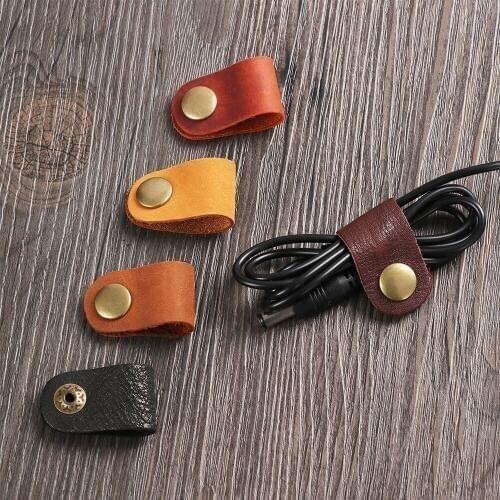 1PC 8*2cm Headset Cord Portable Seat Line Leather Desktop Set Home Creative Desktop Manager Wire Holder Winder