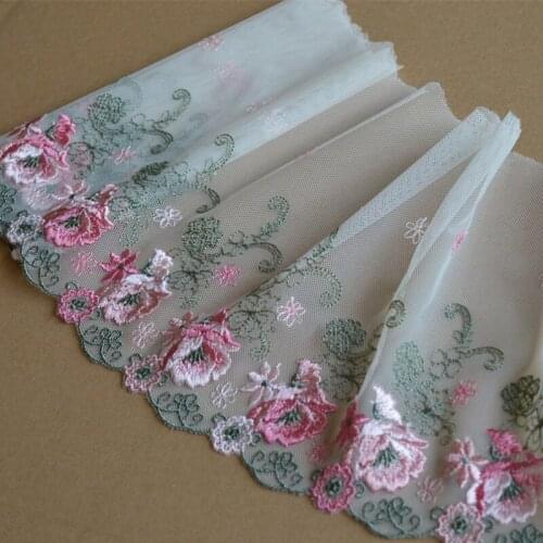 10Meters Sapphire Pink Coffee Lace Trim Wedding Dress Ribbon Embroidered Flowers Bra Applique DIY Clothing Accessories Sewing