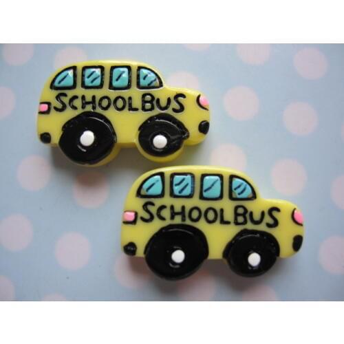 10pcs/lot DIY flat back resin cabochons accessories kawaii resin school bus for kids 28*18mm
