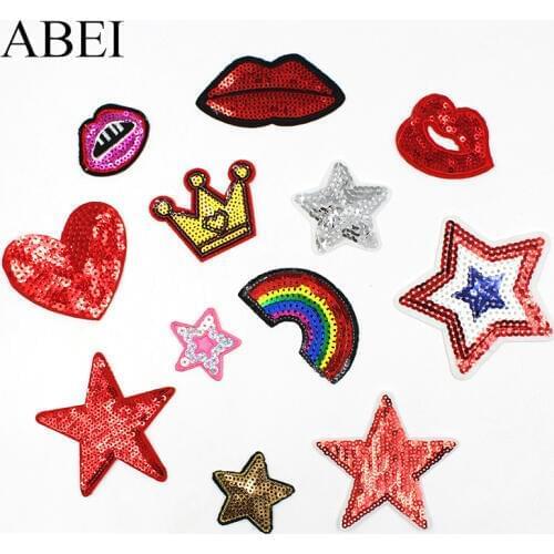 12pcs/lot Mix Sequined Patches Iron On Embroidered Garment Backpack Stickers Handmade Sewing Badge Apparel Jeans Bags Appliques