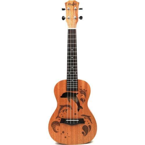 21/23 Inch Professional Sapele Dolphin Pattern Ukelele Guitar Mahogany Neck Delicate Tuning Peg 4 Strings Wood Ukulele Gift