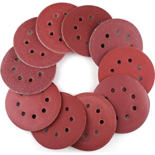 25Pcs/Set 125mm Sandpaper Round Shape Sanding Discs Hook Loop Sanding Paper Buffing Sheet Sandpaper 8 Hole Sander Polishing Pad