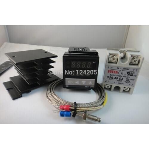 4 IN 1 ! 100-240VAC PID Temperature controller + max.40A SSR + heat sink + 2m quality K probe