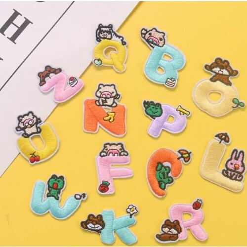 5PC 26 English Alphabet Letters Fashion Embroidery Iron on Patches Applique DIY A-Z Name Badge Colorful Cartoon Cloth Decoration
