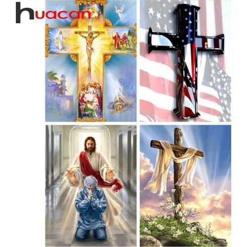 Huacan Diamond Art Religion 5d Diy Diamond Painting Embroidery Cross Stitch Jesus Christian Full Mosaic Home Decor