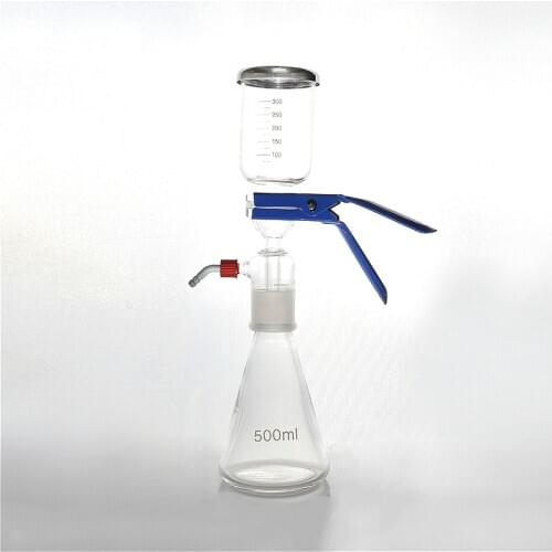 Vacuum Filtration Apparatus Glass Sand Core Liquid Solvent Filter Unit Device With Filter Cup & Receive Bottle 500 ML 1 Set