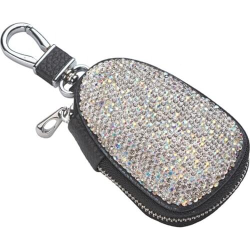 AUMOHALL PU Leather Shinny Diamonds Key Car Wallets Car Bag Key Purse Pouch