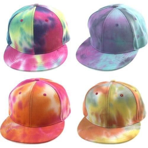 2020 Unisex Gradient Tie-Dye Baseball Cap Flat-Brimmed Visor Sunscreen Snapback Hat Hip Hop Outdoor Sport Hat 57-61cm 4 Colors