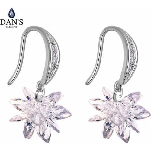 DANS ELEMENT Colors Real Big Brand AAA Zirconia Micro Inlays Round Stud Earrings for Women 130361