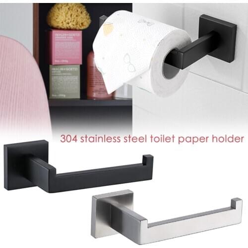 1pc Matte Black Toilet Paper Holder Wall Mount Tissue Roll Hanger 304 Stainless Steel Bathroom Accessories Hot Sale Dropship