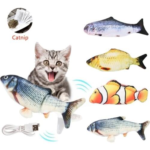 Electronic Pet Cat Toy Fish with Catnip USB Charging Simulation Fish Toys for Dog Cat Chewing Playing Biting cat Supplies