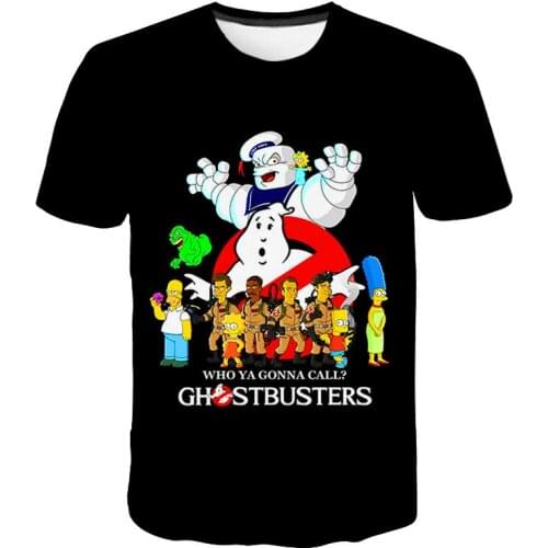 Boys and Girls Ghostbusters Cartoon Letter Print T shirt Kids Funny Harajuku Clothes Baby Summer Casual T-shirt Streetwear shirt