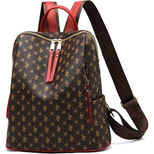 Famous Brand Women Leather Backpack Luxury Designer Shoulder Bag Ladies Printing Backpacks For Girls School Bag Sac