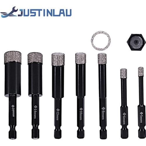 JUSTINLAU 5-16mm Hexagonal Shank Brazed Dry Ceramic Tile Drill Bit Marble Granite Vitrified Tile Hole Opener Diamond Drill Bit