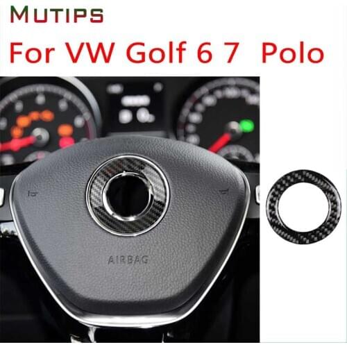 Mutips Car Steering Wheel Ring Circle Cover carbon fiber for VW Volkswagen golf 6 7 POLO CC Tiguan PASSAT TOURAN Scirocco BEETLE