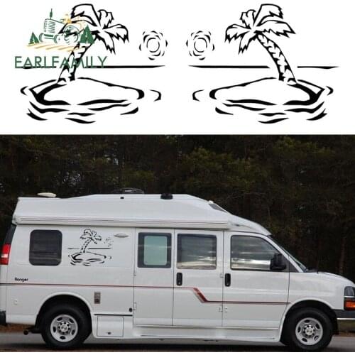 EARLFAMILY 2x Palm Tree (one for Each Side) Camper Van Graphics Motor Vinyl Graphics Kit Decals Boat Van Window Car Stickers