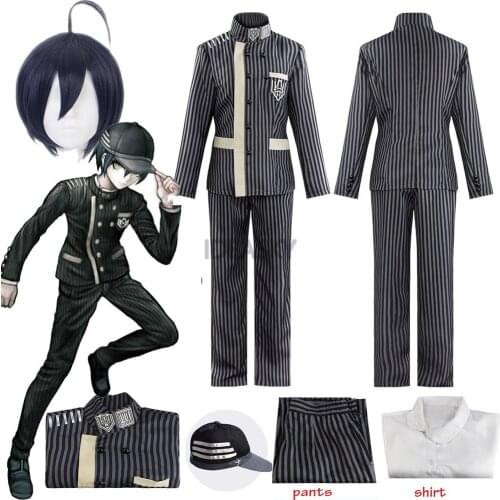 New Danganronpa V3 Cosplay Shuichi Saihara Cosplay Costume Anime Game School Uniform Suit Outfit Jacket Coat + Shirt + Wig + Hat