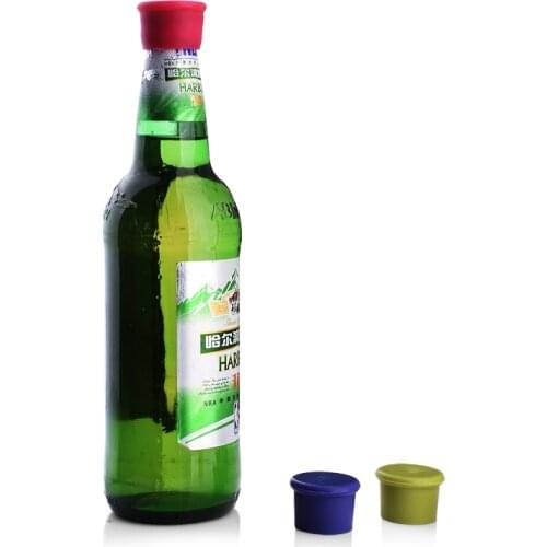 Kitchen Tool Cookware Candy Color Silicone Condiment Bottles Sealed Wine Bottle Caps Beverage Bottle Covers 5pcs/lot