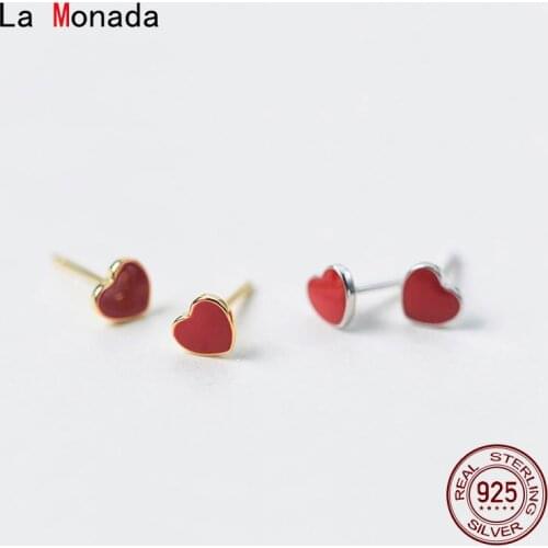 La Monada Stud Small Heart Earrings For Women Minimalist Fashion Stud Earrings For Girls 925 Sterling Silver 925 Jewelry Female