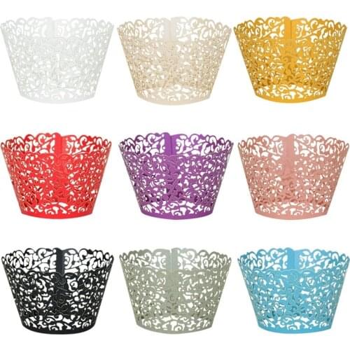 Laser Cut Paper Cupcake Wrapper Cake Muffin Decor For Birthday Wedding Party Decoration Baby Shower Supplies Bakery Accessories