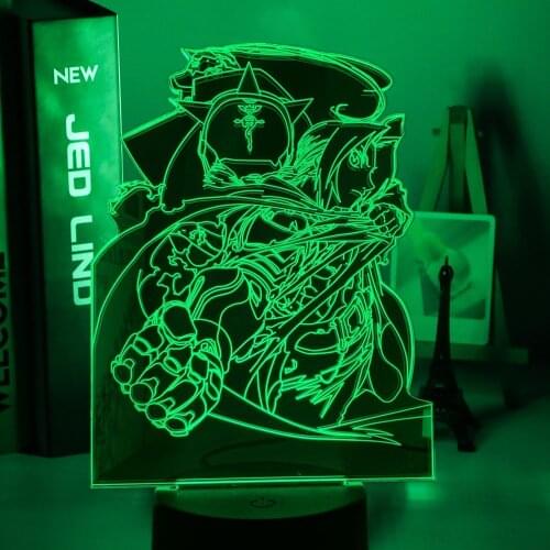 Manga Fullmetal Alchemist Edward Elric Figure Night Light Led Color Changing Kids Bedroom Decorative Nightlight Usb Desk 3d Lamp