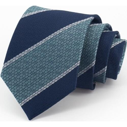 Brand New Blue Striped 8CM Tie for Men Mariage Business Dress Office Necktie High Quality Cravate Wedding Gifts With Box