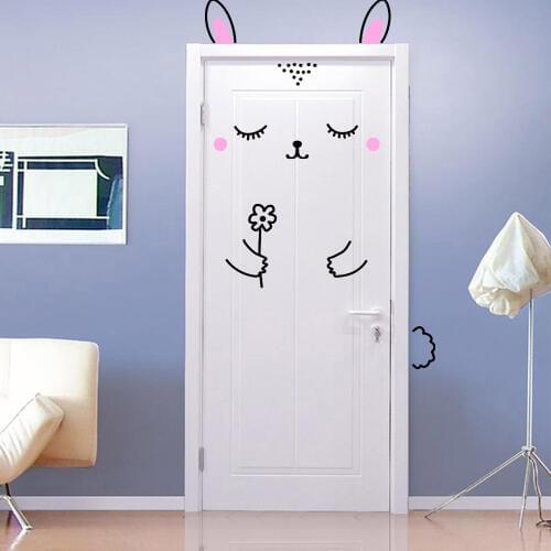 New Shy Cats Door Wall Stickers For Kids Room Poster Home Decor Living Room DIY Door Art Mural Sticker Carved Large Wall Decals