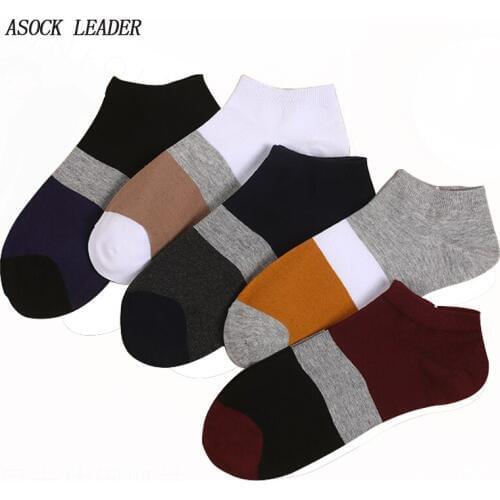 5 Pairs/Lot 2018 Spring&Summer New Cotton Mens socks Art Funny Low Cut Sock Casual Wide Striped Color Boat Socks Men Fashions