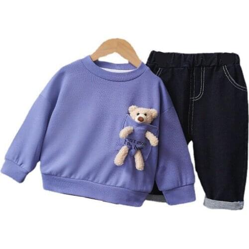 New Spring Autumn Baby Fashion Clothes Kid Boys Cartoon T Shirt Girl Pants 2Pcs/sets Children Toddler Clothing Infant Sportswear