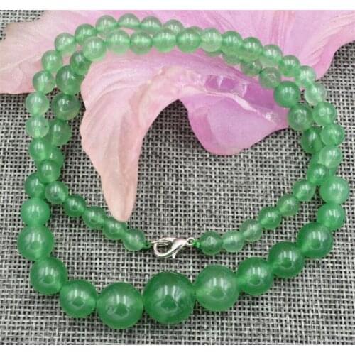 Jewelry Necklace 6-14mm Green Natural Emerald Round Beads Necklace 18" AAA Free Shipping