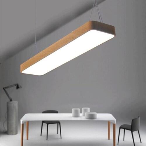 Imitation wood grain office hanging lamp, aluminum office study chandelier, commercial lighting,L90CM