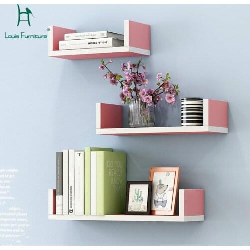Louis Fashion Plant Shelves Bedroom Simple Modern Living Room Wall Creative Bookcase Without Perforation