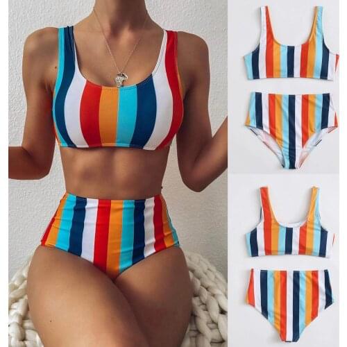 Striped Push Up Beach Bikini Swimsuit Women Sexy Halter Push Up Print Bikini Set Biquini Brazilian Sexy Bathing Suit badpak