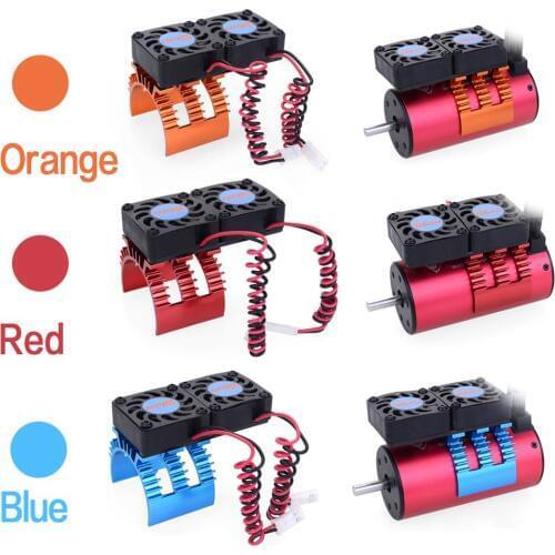 2019 Newest Motor Heat Sink With Two Cooling Fans for 1/10 HSP Redcat Wltoy RC Car 540/550 3650 Brushless Brushed Motor