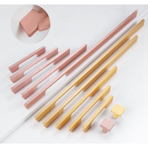 Rose Gold Cabinet Handles Solid Aluminum Alloy American Style Kitchen Cupboard Pulls Drawer Knobs Furniture Long Handle Hardware