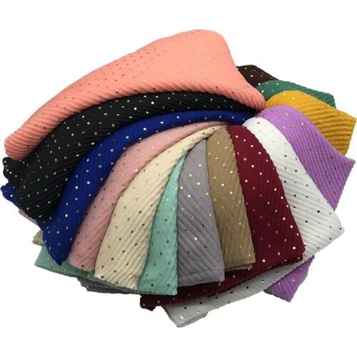 Crinkle muslim viscose hijab giltter sequin polka dot scarf crimped ladies scarves ethnic wrap