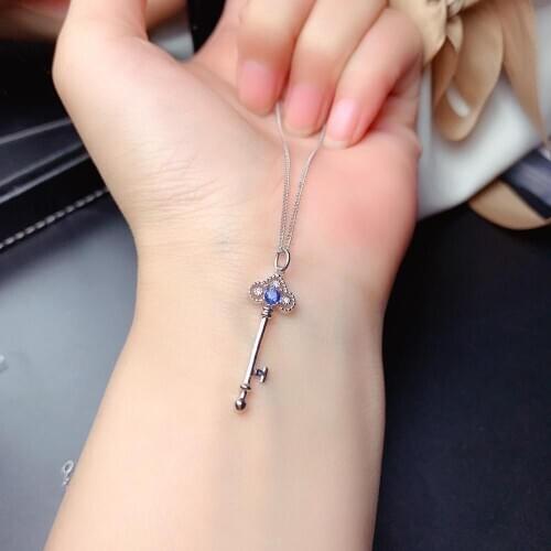 Shilovem 925 silver sterling real Natural sapphire pendannts fine Jewelry trendy plant new send necklace gift mz0303881agl